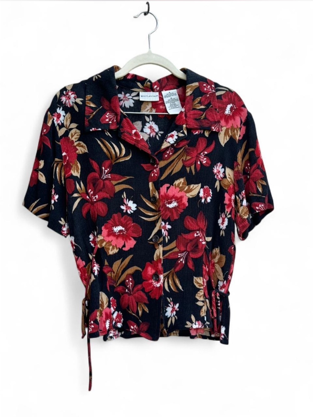 Vintage Floral Rayon Blouse Size 10